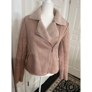 Esmara  Jacket Women's Size 8 Pink Faux Lambskin Biker Shearling Lined